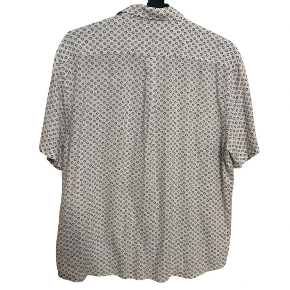 johnnie-O Hanging Out Button Down Shirt Mens XL Linen Blend White AOP Vacation